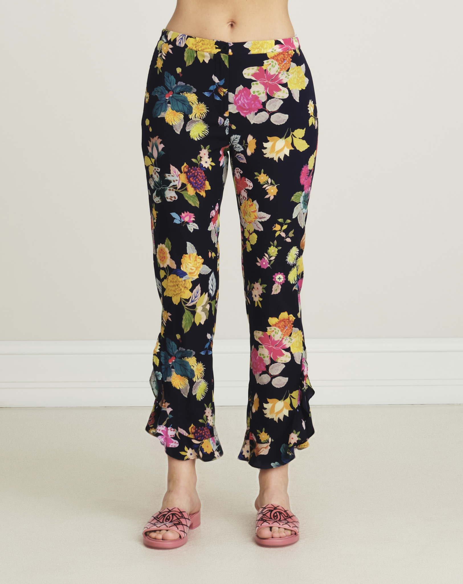 Etro - Floral Print Mid Rise Silk Pants   IT42